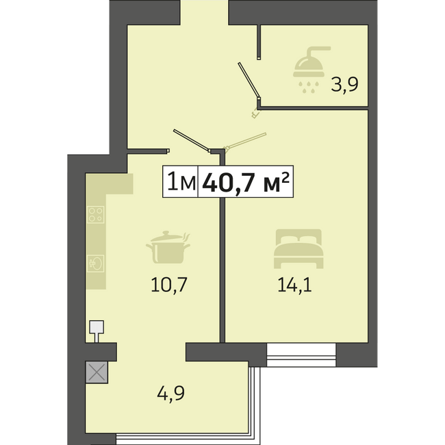 1-комнатная 40.7 м² в ЖК Счастливый в Днепре от 20 000 грн/м², Днепр