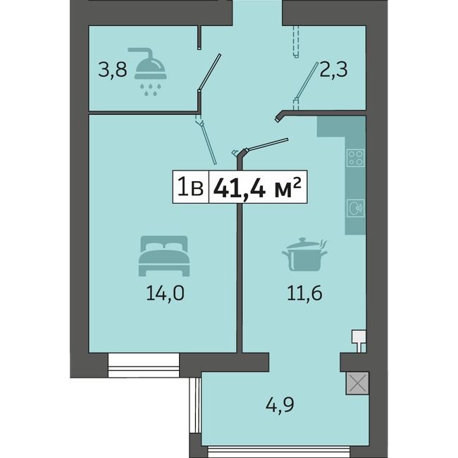 1-кімнатна 41.4 м² в ЖК Щасливий у Дніпрі від 20 000 грн/м², Дніпро