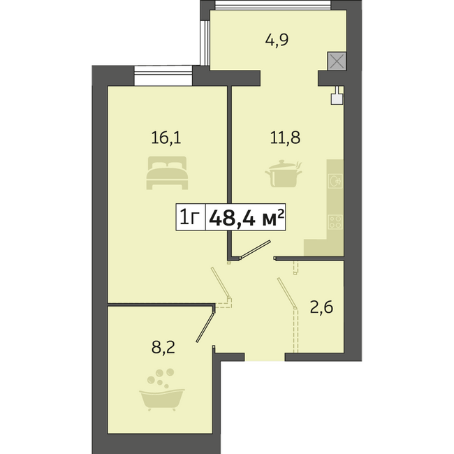 1-кімнатна 48.4 м² в ЖК Щасливий у Дніпрі від 20 000 грн/м², Дніпро