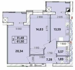 2-кімнатна 61.5 м² в ЖК Масани від 15 000 грн/м², Чернігів