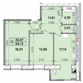 2-кімнатна 66.13 м² в ЖК Масани від 15 000 грн/м², Чернігів