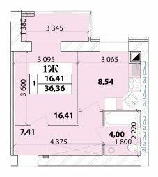 1-комнатная 36.36 м² в ЖК Масаны Лесной от 16 200 грн/м², Чернигов