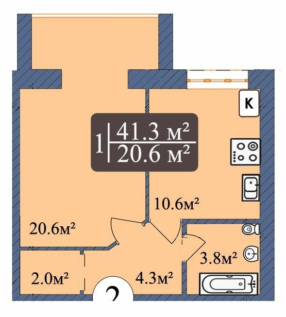 1-комнатная 41.3 м² в ЖК Мечта от 12 500 грн/м², Чернигов