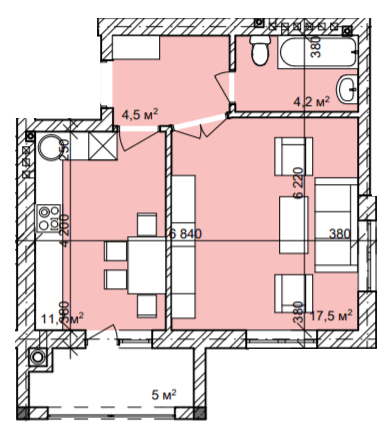 1-кімнатна 42.5 м² в ЖК Затишний квартал від 20 700 грн/м², с. Чагор