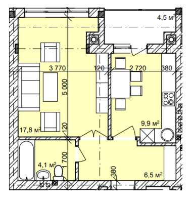 1-комнатная 42.5 м² в ЖК Затишний квартал от 20 700 грн/м², с. Чагор