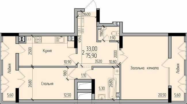 2-комнатная 75.9 м² в ЖК Comfort Hall от 15 650 грн/м², Черновцы