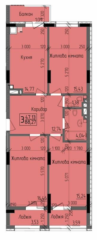 3-комнатная 88.27 м² в ЖК KromaxBud от 22 100 грн/м², Черновцы