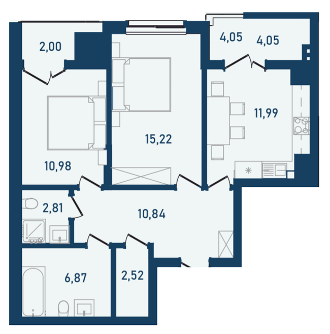 2-кімнатна 67.28 м² в ЖК Престижний 2 від 21 750 грн/м², Чернівці