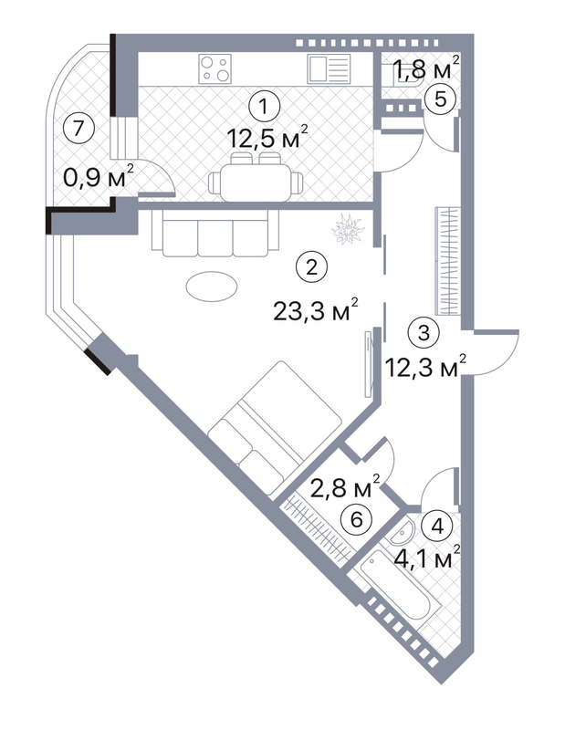 1-комнатная 57.7 м² в ЖК Киевский Шлях от 18 200 грн/м², г. Борисполь