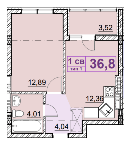 1-комнатная 36.8 м² в ЖК Идея от 20 000 грн/м², с. Гнедин