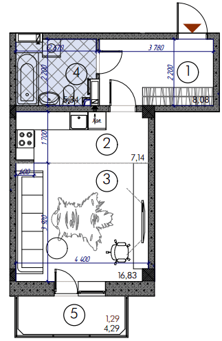 1-кімнатна 38.93 м² в ЖМ Саванна Сіті від 18 500 грн/м², м. Бровари