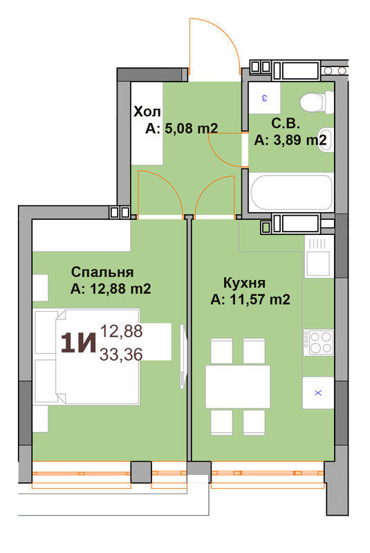 1-комнатная 33.36 м² в ЖК Vyshgorod Sky от 21 500 грн/м², г. Вышгород