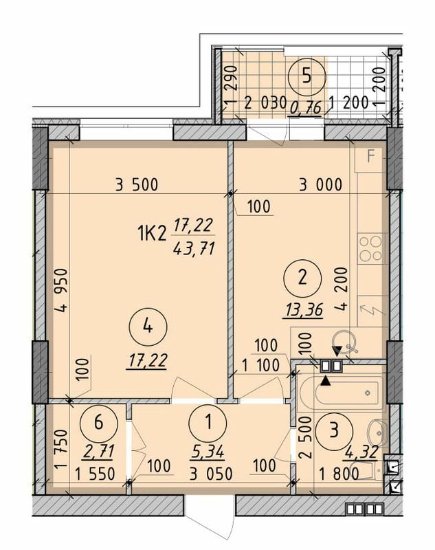 1-кімнатна 43.71 м² в ЖК Борисо-Глібський 2 від 26 650 грн/м², м. Вишгород