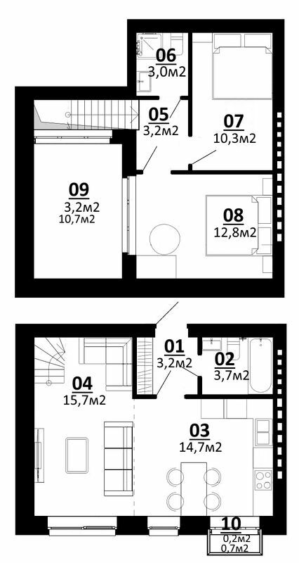 Двухуровневая 70 м² в ЖК Белый Шоколад.Center от 18 900 грн/м², с. Белогородка