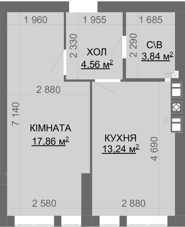 1-комнатная 39.5 м² в ЖК Найкращий квартал-2 от 23 000 грн/м², пгт Гостомель