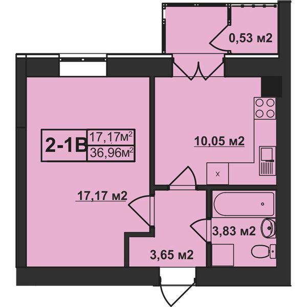 1-кімнатна 36.96 м² в ЖК Покровський від 21 350 грн/м², смт Гостомель