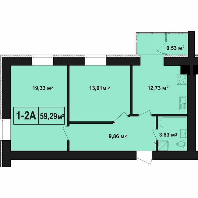 2-комнатная 59.29 м² в ЖК Покровский от 19 250 грн/м², пгт Гостомель