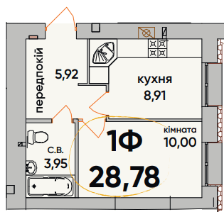 1-кімнатна 28.78 м² в ЖК Continent Ray від 18 500 грн/м², м. Буча