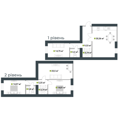 Дворівнева 123.55 м² в ЖК Idilika від 19 850 грн/м², м. Буча