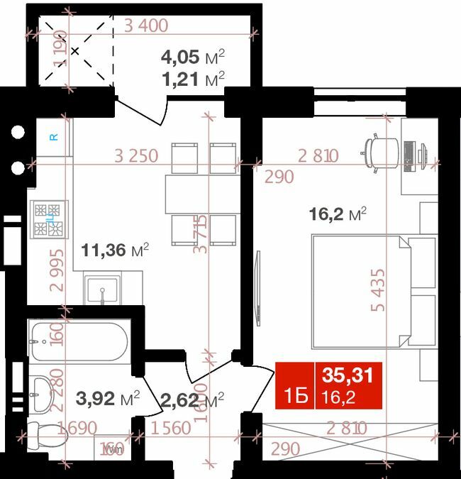 1-кімнатна 35.31 м² в ЖК Авантаж 247 від 20 000 грн/м², м. Буча