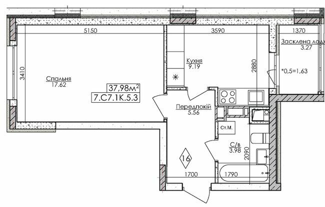 1-кімнатна 37.98 м² в ЖМ Нова Буча від 15 500 грн/м², м. Буча