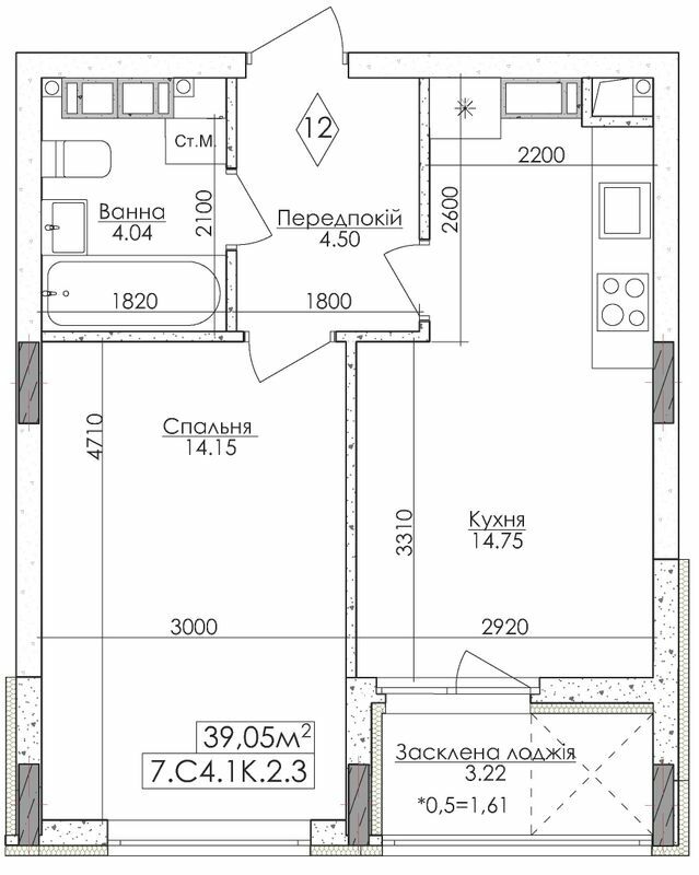 1-кімнатна 39.05 м² в ЖМ Нова Буча від 15 500 грн/м², м. Буча