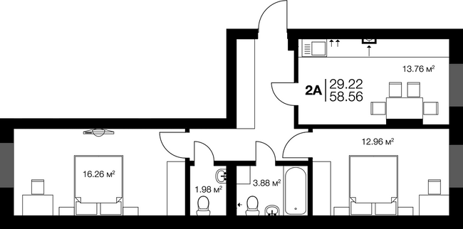 2-кімнатна 58.56 м² в ЖК Irpin City від 22 350 грн/м², м. Ірпінь
