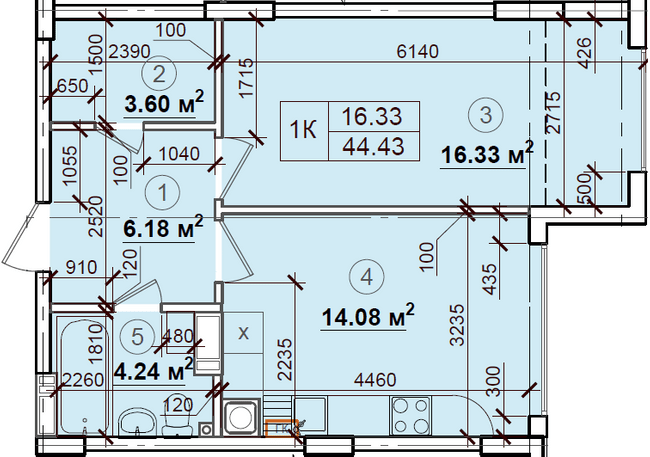 1-комнатная 44.43 м² в ЖК Петровский квартал от 14 500 грн/м², с. Святопетровское