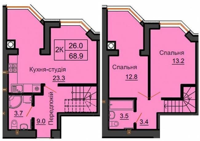 Двухуровневая 68.9 м² в ЖК София Резиденс от 30 000 грн/м², с. Софиевская Борщаговка