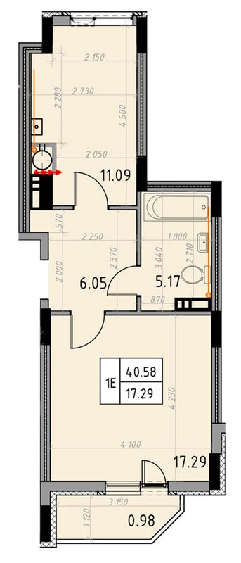 1-кімнатна 40.58 м² в ЖК Весна від 21 000 грн/м², м. Бориспіль