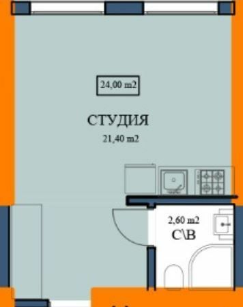 Студія 24 м² в ЖК Куликовський від 31 600 грн/м², Харків