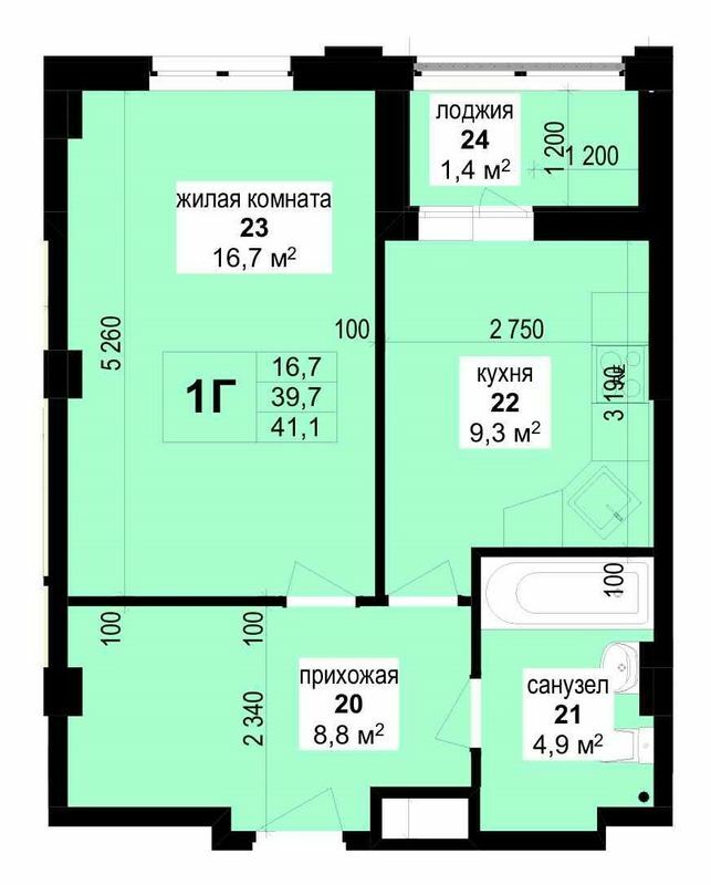 1-кімнатна 41.1 м² в ЖК Манхетен від 28 250 грн/м², Харків