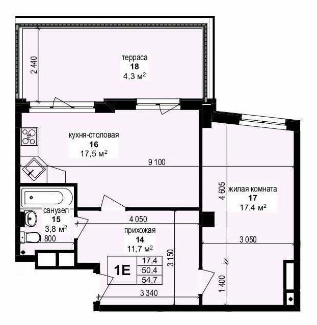 1-кімнатна 54.7 м² в ЖК Манхетен від 28 250 грн/м², Харків