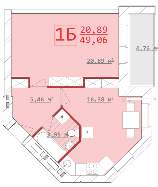 1-комнатная 49.06 м² в ЖСК Новый дом на Котлова от 17 900 грн/м², Харьков