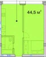 1-комнатная 44.5 м² в ЖК Олимпийский от 21 500 грн/м², Днепр