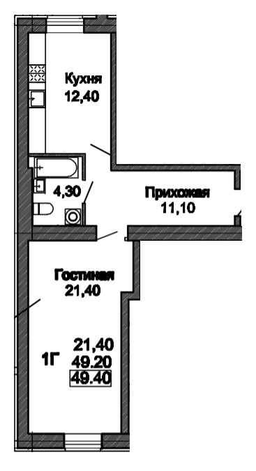 1-кімнатна 49.4 м² в ЖК Пролісок від 24 400 грн/м², Дніпро