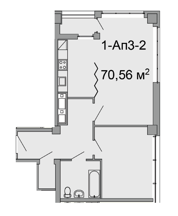 2-комнатная 70.56 м² в ЖК Троицкий от 43 250 грн/м², Днепр