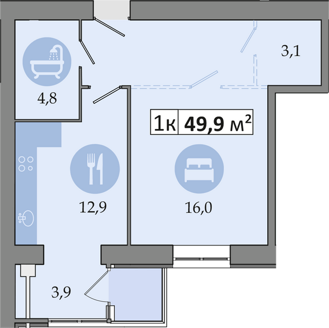 1-комнатная 49.9 м² в ЖК Днепровская Брама 2 от 15 900 грн/м², пгт Слобожанское