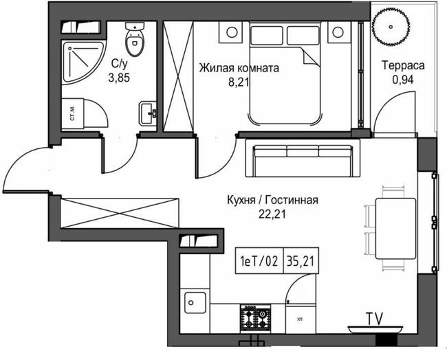 1-кімнатна 35.21 м² в ЖМ ARTVILLE від 18 200 грн/м², смт Авангард