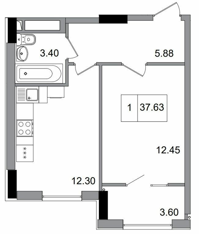 1-кімнатна 37.63 м² в ЖМ ARTVILLE від 18 200 грн/м², смт Авангард