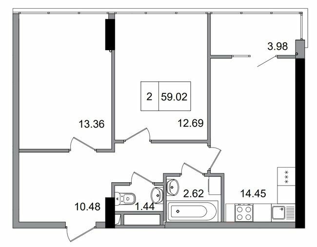 2-комнатная 59.02 м² в ЖГ ARTVILLE от 17 950 грн/м², пгт Авангард