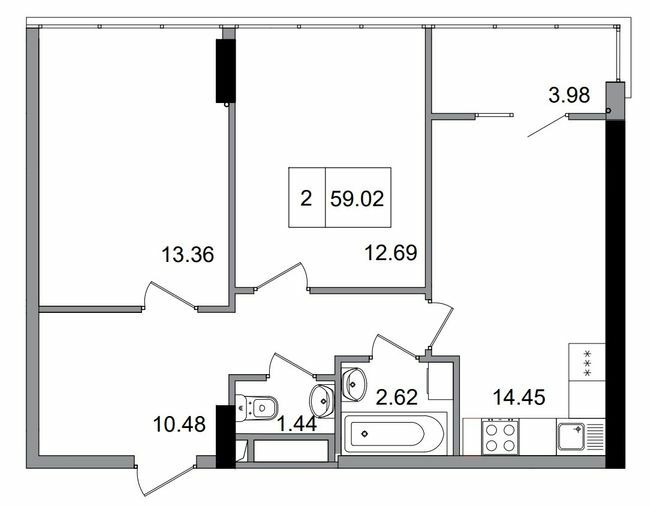 2-кімнатна 59.02 м² в ЖМ ARTVILLE від 17 950 грн/м², смт Авангард