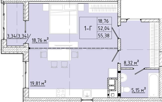 1-кімнатна 55.38 м² в ЖК Modern від 24 150 грн/м², Одеса