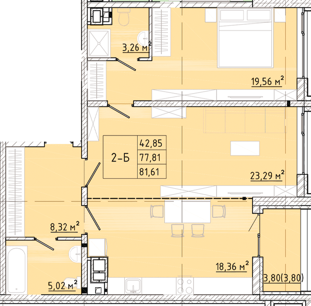 2-кімнатна 81.61 м² в ЖК Modern від 24 150 грн/м², Одеса