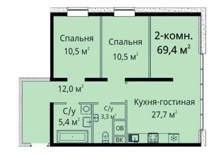 2-кімнатна 69.4 м² в ЖК Sea View від 29 950 грн/м², Одеса