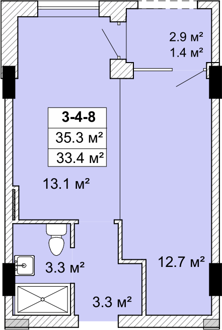 1-комнатная 35.3 м² в ЖК SMART City-2 от 19 150 грн/м², Одесса