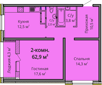 2-комнатная 62.9 м² в ЖК Альтаир 3 от 24 650 грн/м², Одесса