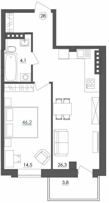 1-комнатная 46.2 м² в ЖК Дом на Мещанской от 34 250 грн/м², Одесса