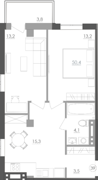 2-кімнатна 50.4 м² в ЖК Будинок на Міщанській від 31 050 грн/м², Одеса