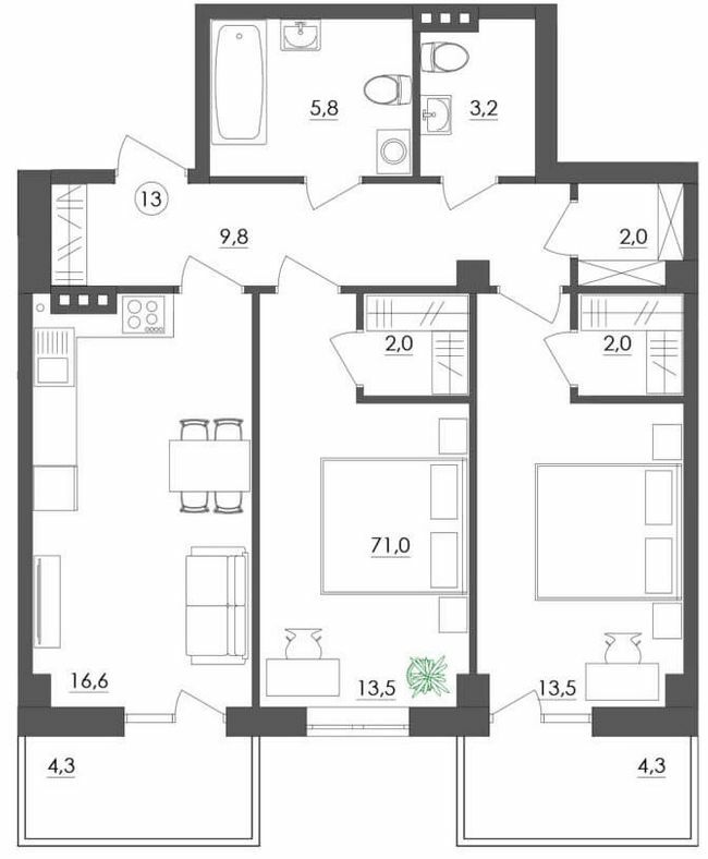 2-кімнатна 71 м² в ЖК Будинок на Міщанській від 36 050 грн/м², Одеса